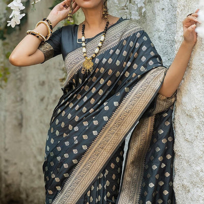 Shadow Grey Banarasi Butti Saree