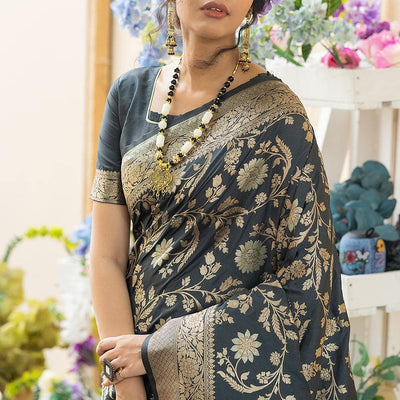 Timber Green Banarasi Saree