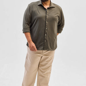Olive Regular Fit Stretch Shirt