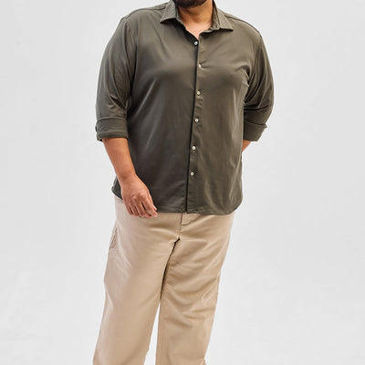 Olive Regular Fit Stretch Shirt