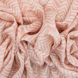 Baby Pink Handloom Tussar Linen Silk Saree With Chevron Motifs