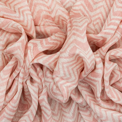 Baby Pink Handloom Tussar Linen Silk Saree With Chevron Motifs