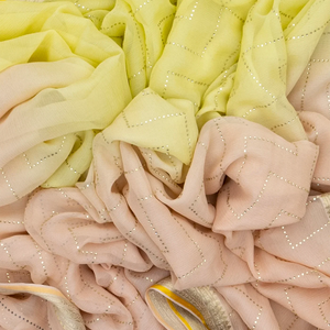 Light Peach Banarasi Georgette Saree With Chevron Motifs