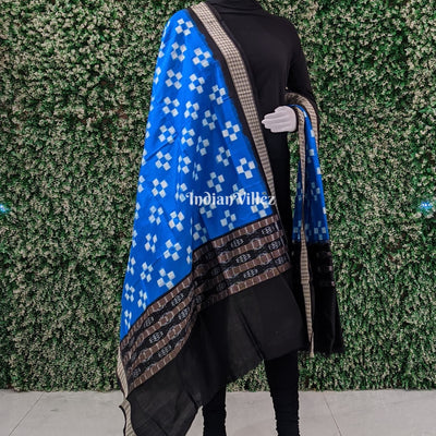 Copper Sulphate Blue Pasapali Pure Sambalpuri Silk Dupatta
