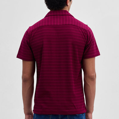 Red Textured Stripes Shirt