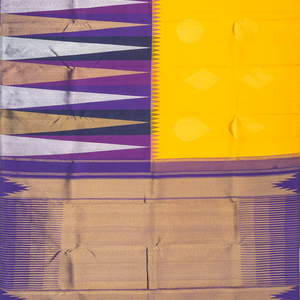 Lemon Yellow Handloom Kanchipuram Korvai Half & Half Silk Saree