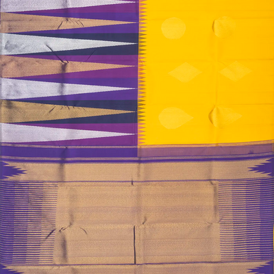 Lemon Yellow Handloom Kanchipuram Korvai Half & Half Silk Saree