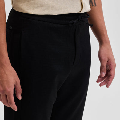 Black Self-Design Slim Fit Trousers