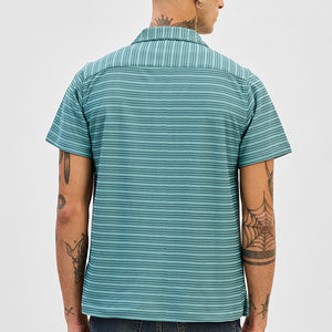 Turquoise Box Fit Stripes Shirt