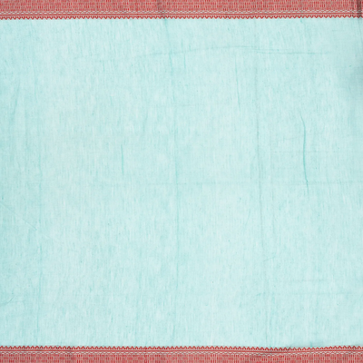 Light Blue Handloom Bengal Cotton Saree With Floral Buttas