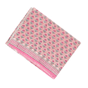 BubbleGum Pink Woven Jaipur Cotton Saree Printed With Floral Motifs
