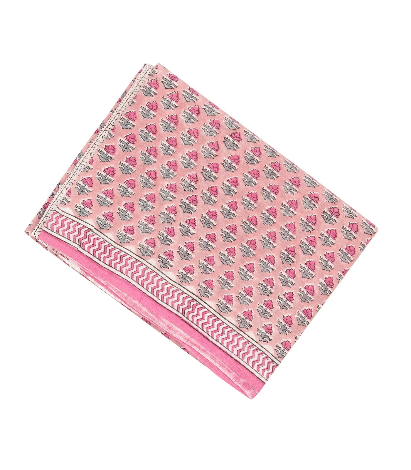 BubbleGum Pink Woven Jaipur Cotton Saree Printed With Floral Motifs