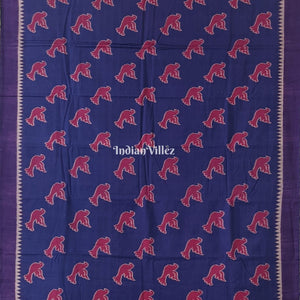 Blue Odisha Ikat Sambalpuri Pure Cotton Saree