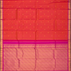 Red Handloom Kanchipuram Silk Saree With Zari Buttas