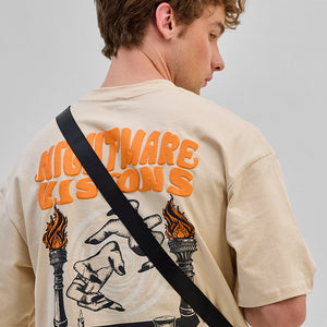 Nightmare Vision Beige Oversized Fit T-Shirt