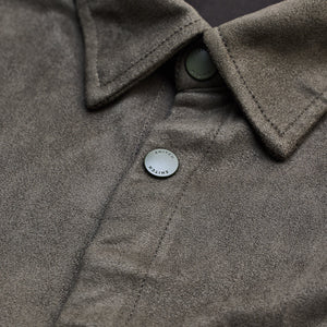 Olive Suede Snap Button Overshirt
