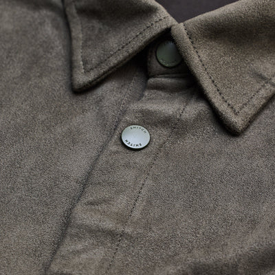 Olive Suede Snap Button Overshirt