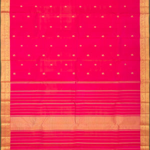 Hot Pink Handloom Kanchipuram Silk Saree With Annam Chakaram Buttas