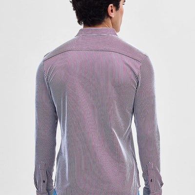Purple Stripes Slim Fit Stretch Shirt