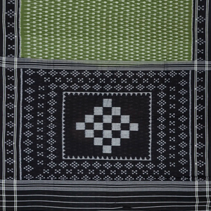 Green Handloom Orissa Cotton Saree With Black Border