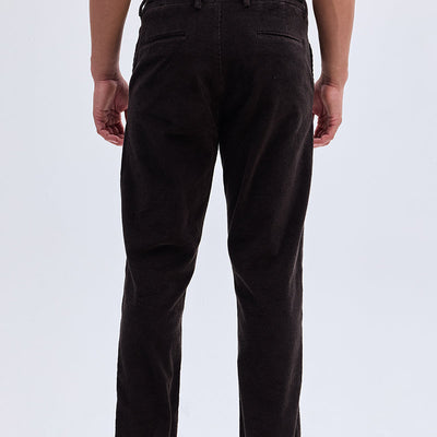 Dark Brown Corduroy Slim Fit Trousers