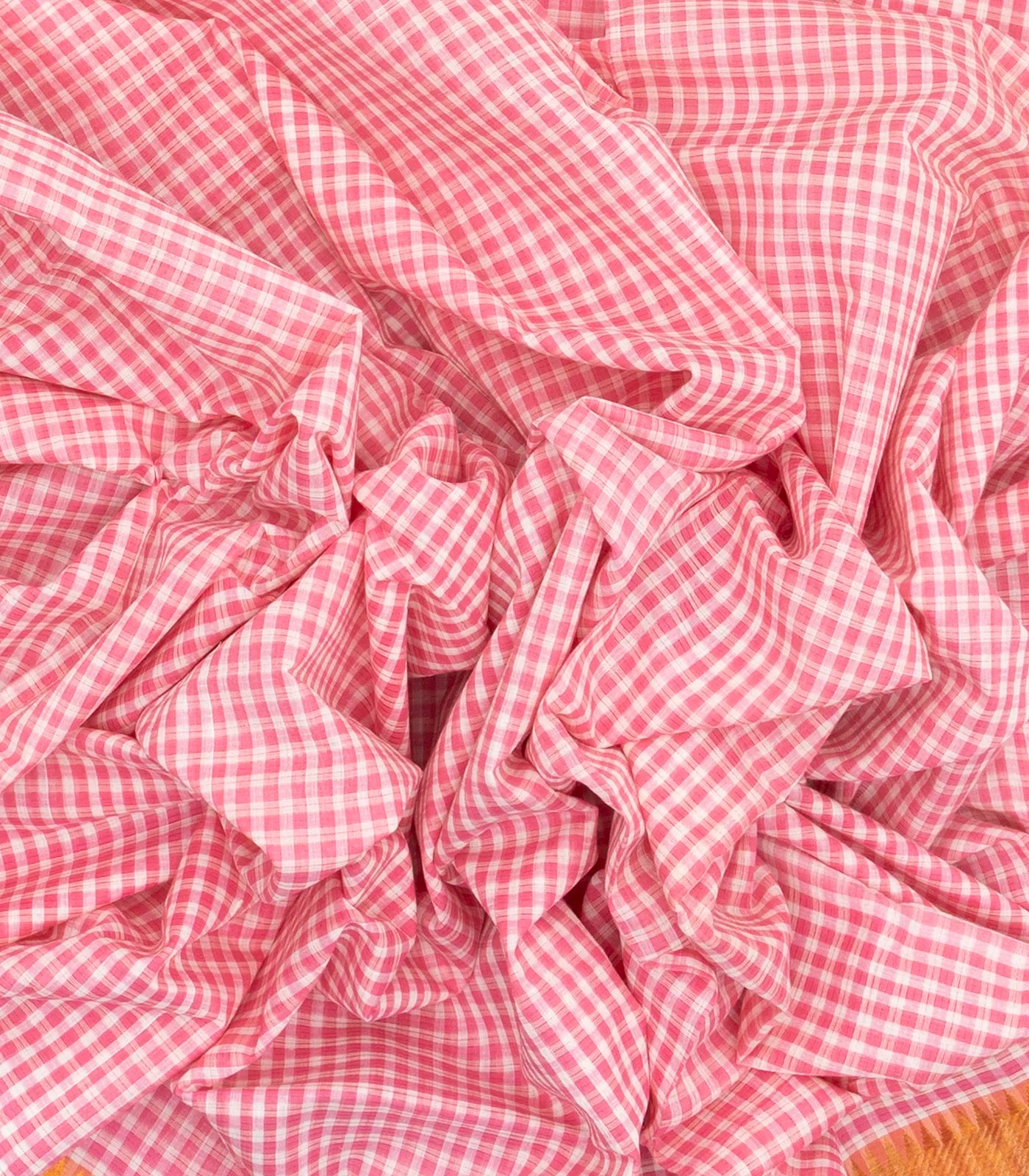 Pink Mangalagiri Cotton Saree With Checks & Zari Border