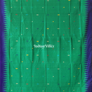Green Blue Fish Motif Odisha Ikat Bomkai Silk Saree