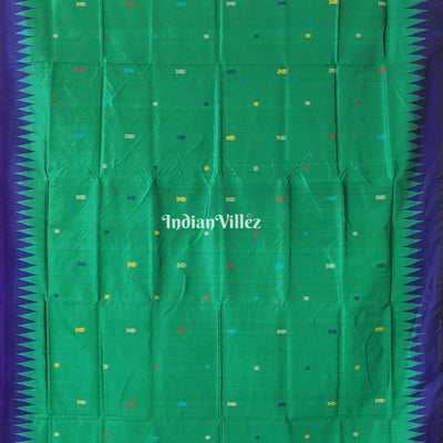 Green Blue Fish Motif Odisha Ikat Bomkai Silk Saree