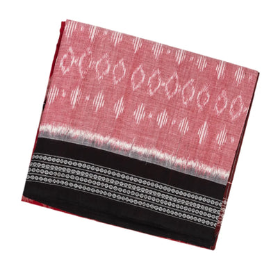 Red & Pink Handwoven Orissa Cotton Saree With Tie & Dye Motifs