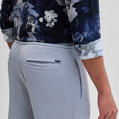 Light Grey Self-Design Slim Fit Trousers