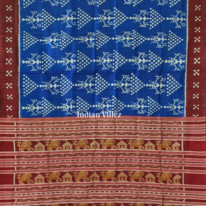 Blue Maroon Tribal Jhoti Contemporary Silk Saree