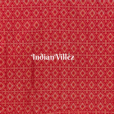Tangerine Geometric Ikat Border Sambalpuri Silk Saree