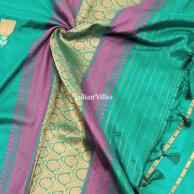 Sea Green Pure Banarasi Katan Silk Saree