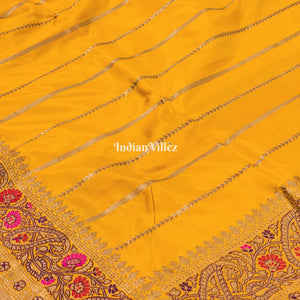 Yellow Designer Banarasi Meenakari Katan Silk Saree