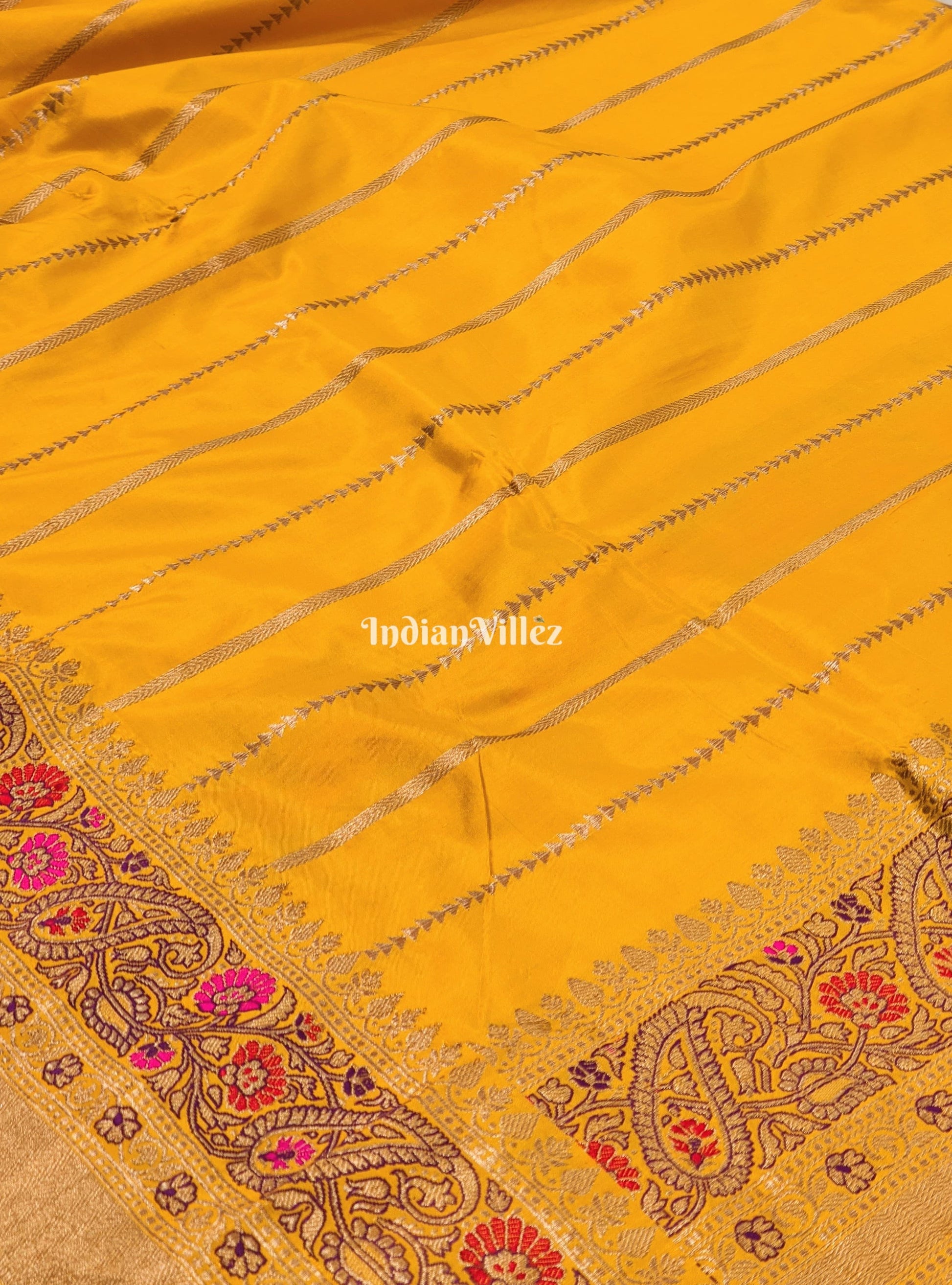 Yellow Designer Banarasi Meenakari Katan Silk Saree
