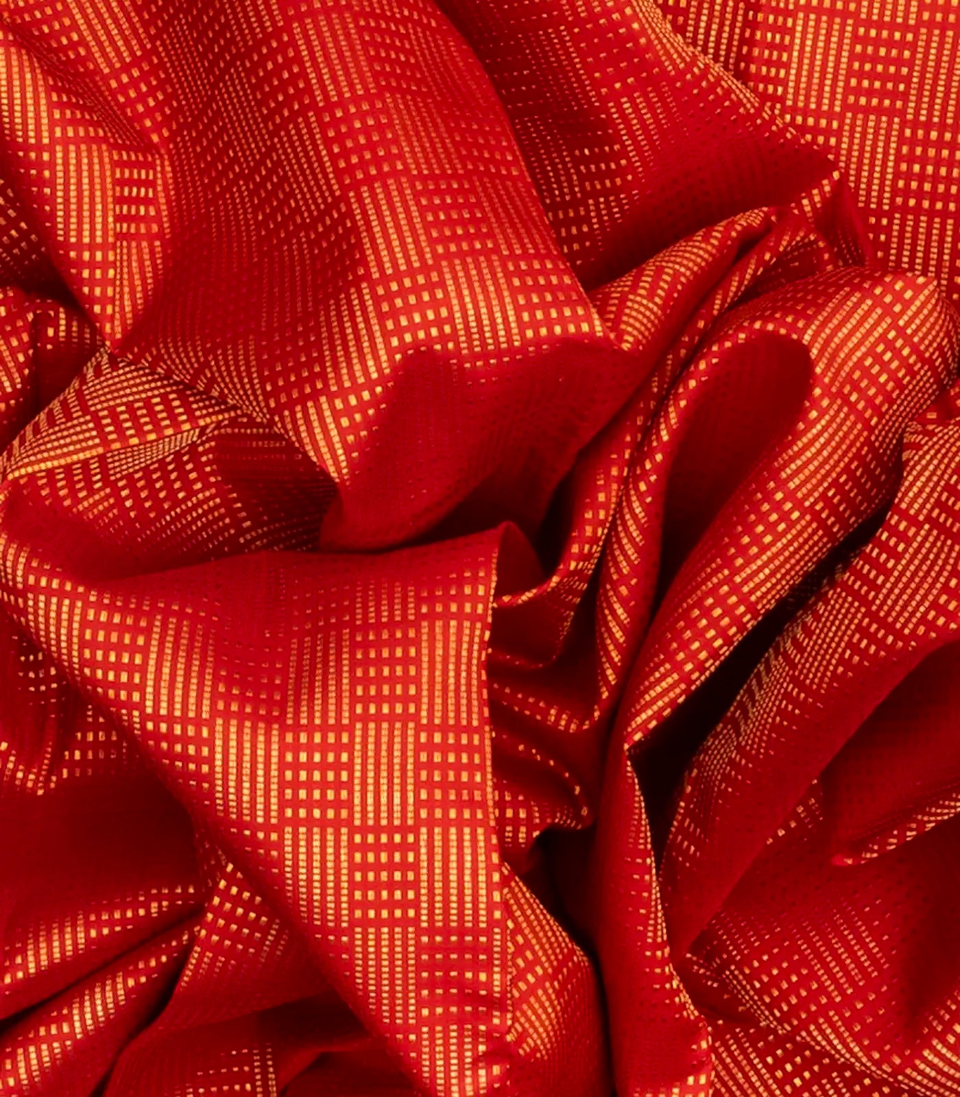 Red Handloom Kanchipuram Silk Saree With Zari Stripes