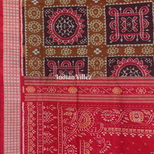 Rust Maroon Odisha Ikat Sambalpuri Silk Saree
