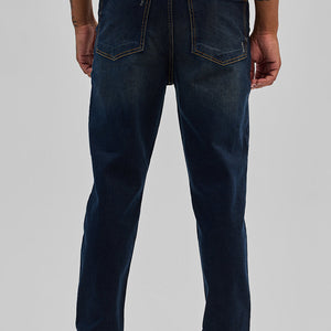 Navy Distressed Slim Fit Jeans