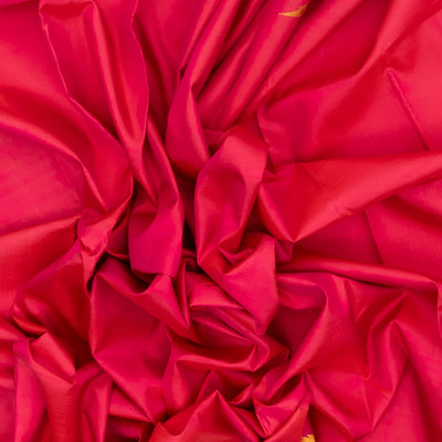 Hot Pink Handloom Kanchipuram Silk Saree With Parrot Buttas