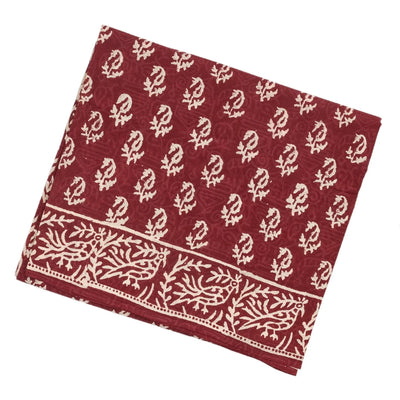 Maroon Woven Jaipur Cotton Saree Printed And Floral  Motifs