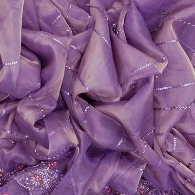 Lavender Woven Blended Viscose Saree With Embroidered Sequin Motifs