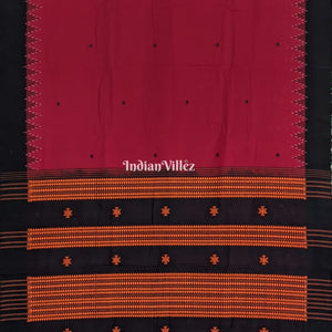 Maroon Black Natural Dyed Kotpad Cotton Saree