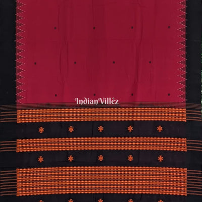 Maroon Black Natural Dyed Kotpad Cotton Saree