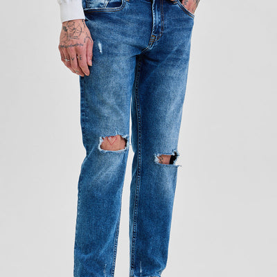 Blue Distressed Skinny Fit Jeans