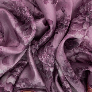 Lilac Woven Viscose Saree With Printed Floral Motifs