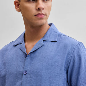 Blue Box Fit Linen Blend Shirt