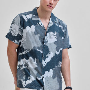 Teal Abstract Box Fit Shirt