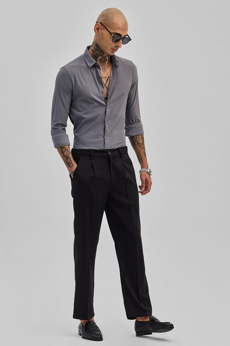 Grey Stretchable Slim Fit Shirt