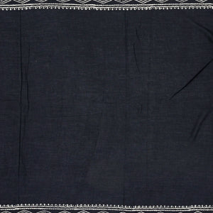 Black Woven Jaipur Cotton Saree Printed With Spiral Motifs