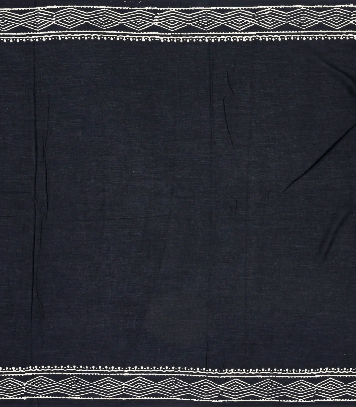 Black Woven Jaipur Cotton Saree Printed With Spiral Motifs